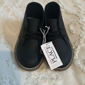 Black matte leather look ankle boots